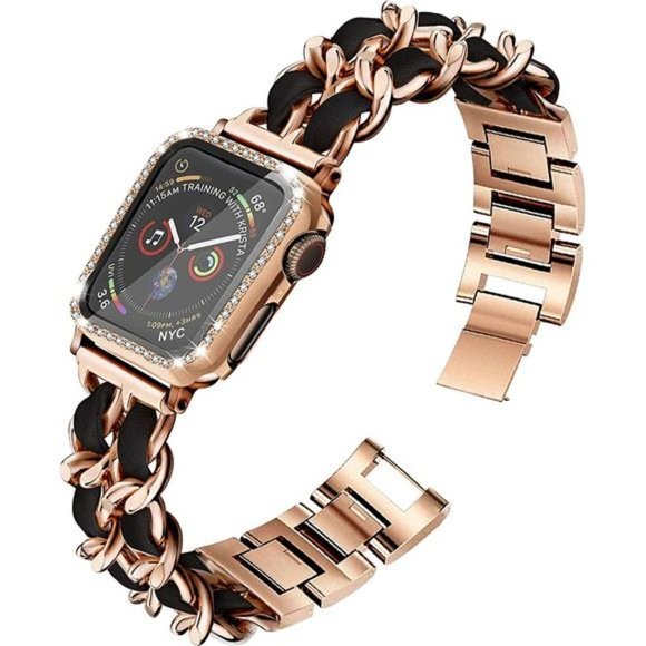 New Rose Gold/Black Apple Watch Band + Case main image 5